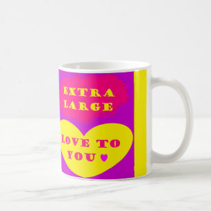 Sehr große Liebe für die gelbe und rosa Nachricht Kaffeetasse