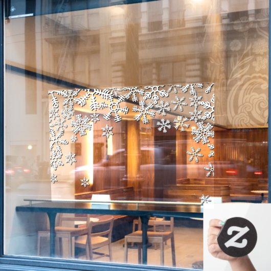 Sehr große Winterschneeflocken Business Shop Akzen Fensteraufkleber (Café-Fenster)