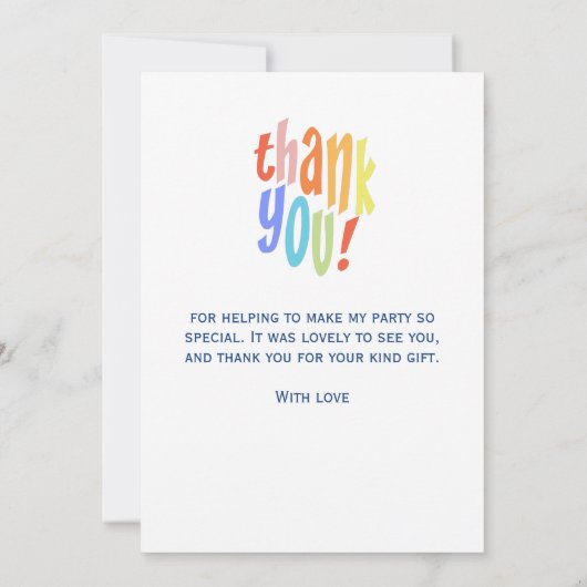 Sehr großes Dankeschön farbiges Party Danke Karte (Rückseite)