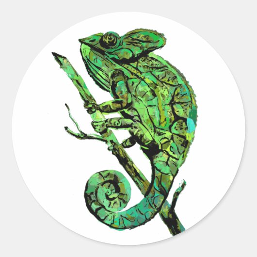 Sehr grüne Chamaleon Runder Aufkleber (Vorderseite)