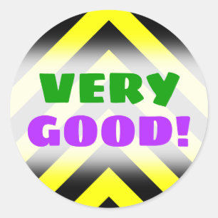 "SEHR GUT!" + Zickzack Muster schwarz und gelb Runder Aufkleber