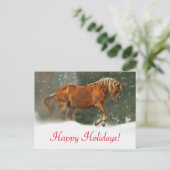 Sehr Hübsches Pferd im Schnee - Urlaub Postkarte (Stehend Vorderseite)