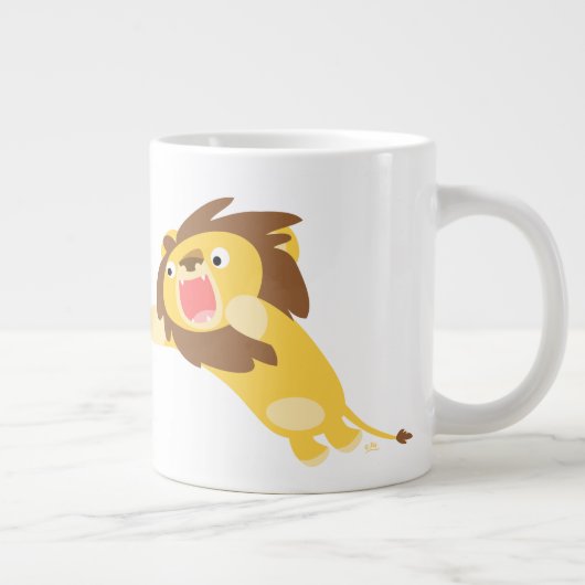 Sehr hungriger Niedlicher Cartoon Lion Jumbo Tasse (Rechts)