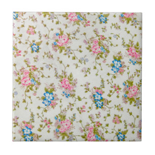 sehr klein Rosen rosa und blau Fliese