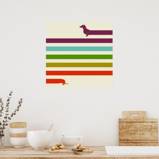Sehr lange Dackel farbig | Husky Lover Poster (Küche)