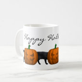 Sehr lange Halloween-Katze Kaffeetasse (Vorderseite Links)
