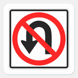 Sehr lustig Classic No U Turn Sign Sticker Set