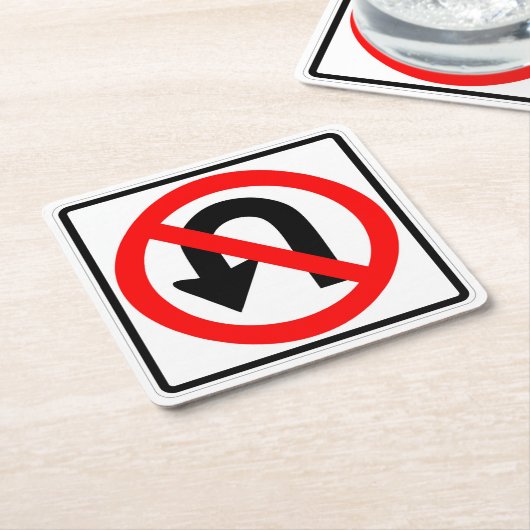 Sehr lustig Classic No U Turn Sign Untersetzer Set (angewinkelt)
