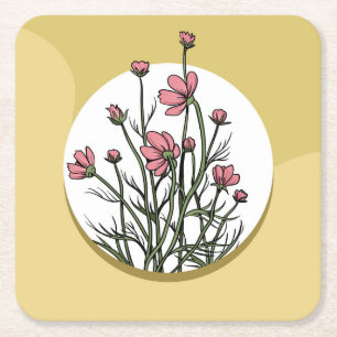 Sehr lustige Blume Zeichnend Rechteckiger Pappuntersetzer