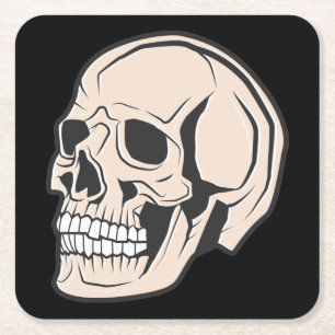 Sehr lustiger Skull Zeichnend Rechteckiger Pappuntersetzer