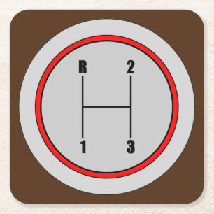 Sehr lustiges 3-Gang-Schaltknopf Grafik-Untersetze Rechteckiger Pappuntersetzer