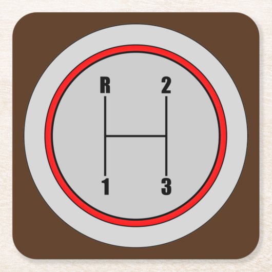 Sehr lustiges 3-Gang-Schaltknopf Grafik-Untersetze Rechteckiger Pappuntersetzer (Vorderseite)