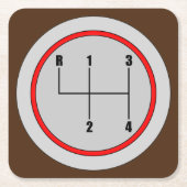 Sehr lustiges 4-Gang-Schaltknopf Grafik-Untersetze Rechteckiger Pappuntersetzer (Vorderseite)