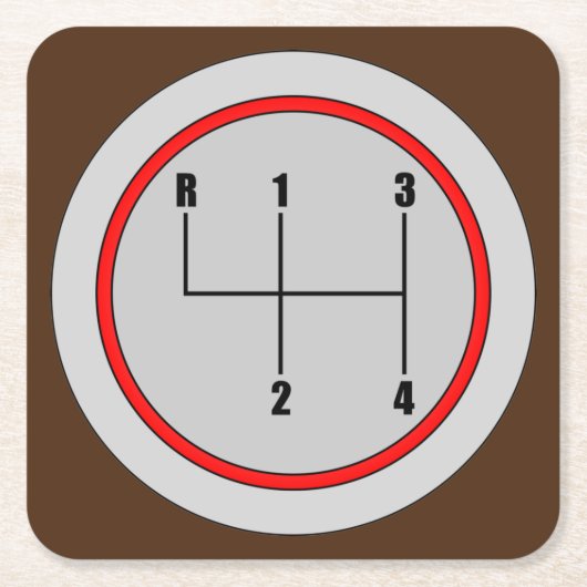 Sehr lustiges 4-Gang-Schaltknopf Grafik-Untersetze Rechteckiger Pappuntersetzer (Vorderseite)