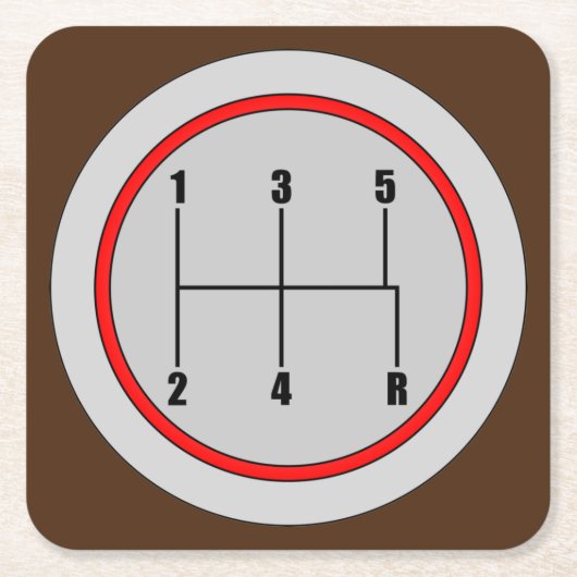 Sehr lustiges 5-Gang-Schaltknopf Grafik-Untersetze Rechteckiger Pappuntersetzer (Vorderseite)