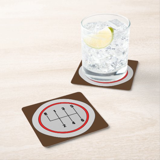 Sehr lustiges 6-Gang-Schaltknopf Grafik-Untersetze Rechteckiger Pappuntersetzer (Vor Ort)