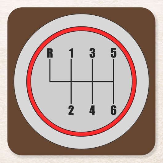 Sehr lustiges 6-Gang-Schaltknopf Grafik-Untersetze Rechteckiger Pappuntersetzer (Vorderseite)