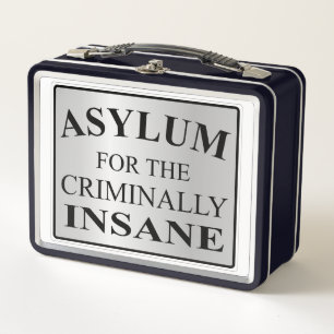 Sehr lustiges Asyl für das verbrecherisch gesunde  Metall Brotdose