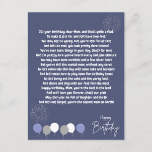 Sehr lustiges Gedicht zum Geburtstag der Mutter Postkarte