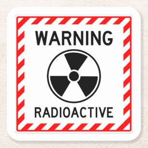Sehr lustiges WARNING RADIOAKTIVES Sign Untersetze Rechteckiger Pappuntersetzer