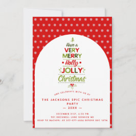 Sehr Merry Holly Jolly Weihnachtsbaum Custom Text Einladung