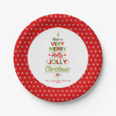 Sehr Merry Holly Jolly Weihnachtsbaum Custom Text Pappteller (Vorderseite)