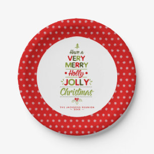 Sehr Merry Holly Jolly Weihnachtsbaum Custom Text Pappteller