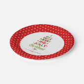 Sehr Merry Holly Jolly Weihnachtsbaum Custom Text Pappteller (Schrägansicht)