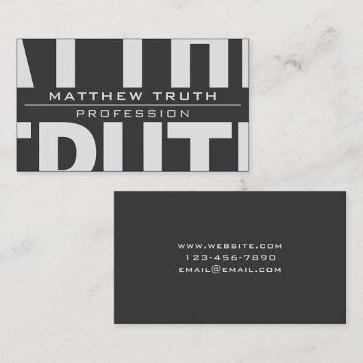 Sehr moderner, dunkelgrauer Text Visitenkarte (Vorne/Hinten)