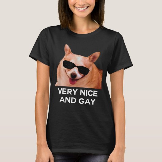 Sehr nette und Gay Hund Brille Meme T-Shirt (Vorderseite)