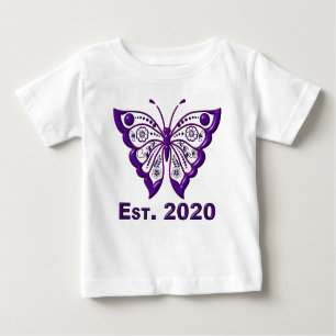 Sehr Niedlich "Est. 2020 Lila Schmetterling" Baby T-shirt