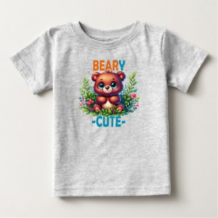 Sehr Niedlich. Teddybär Cartoon lächelnd. Lustiger Baby T-shirt