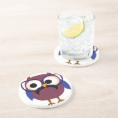 Sehr niedliche Geek-Eulen-tragende Gläser Sandstein Untersetzer (Seite)