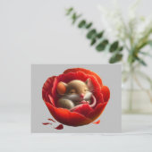 Sehr Niedliche Kindermäuse Schlafen in Mohn Postkarte (Stehend Vorderseite)