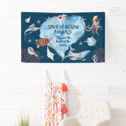 Sehr Niedliche Ozeantiere mit Beschreibung Banner (Insitu)