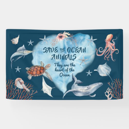 Sehr Niedliche Ozeantiere mit Beschreibung Banner (Horizontal)