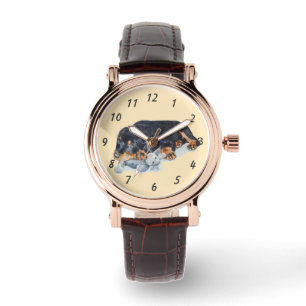 sehr niedliche Rottweiler-Hundeuhr Armbanduhr