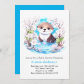 Sehr Niedliche Wildblume Blue Boy Baby Dusche Einladung (Vorne/Hinten)