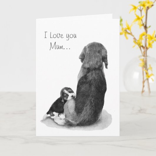 sehr niedlicher Beagle Welpe mit Mama Karte (Gelbe Blume)