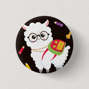 Sehr niedlicher Llama mit Rucksack Button