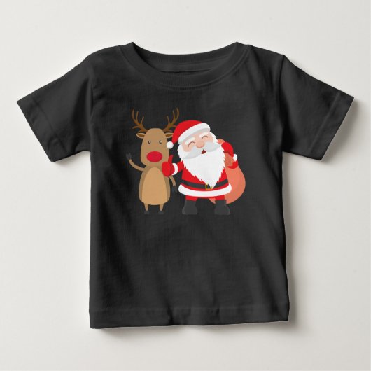 Sehr Niedlicher Weihnachtsmann und Rentier| Shirt (Vorderseite)