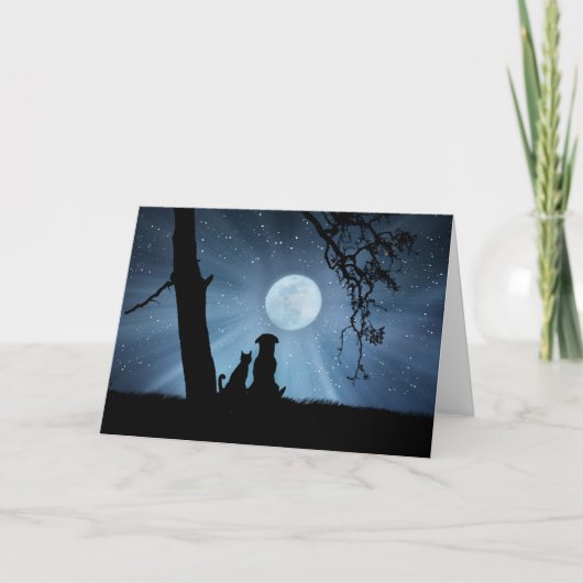 Sehr Niedlicher Wintersolstice Hund und Katzen Seg Karte (Vorderseite)