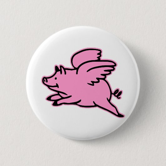 Sehr niedliches Fliegen-Rosa-Schwein Button (Vorderseite)