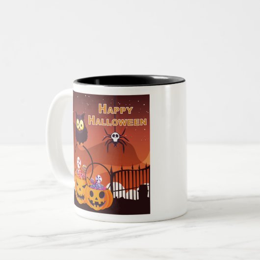 Sehr Niedliches Halloween-Design Zweifarbige Tasse (Vorderseite Links)