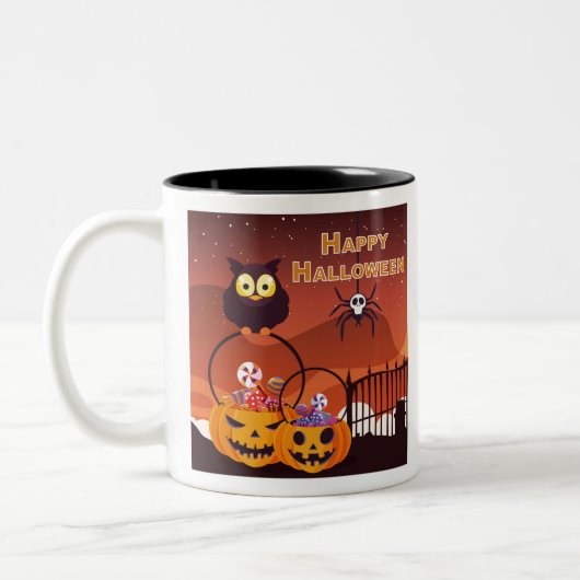 Sehr Niedliches Halloween-Design Zweifarbige Tasse (Links)