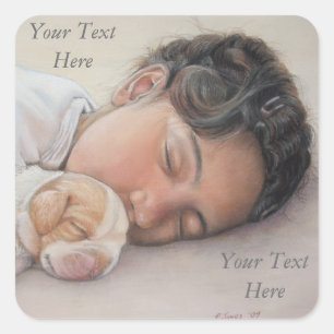 sehr niedliches kleines Mädchen, das winzige Beag Quadratischer Aufkleber