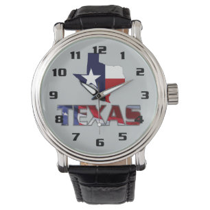 Sehr patriotisches Texas und moderne Kartengestalt Armbanduhr