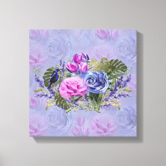 Sehr peri Aquarell, Rose, Tulips Canvas Print Leinwanddruck (Vorderseite)