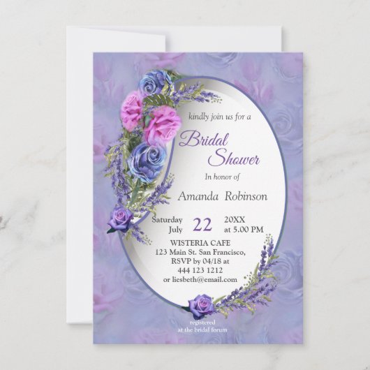 Sehr peri Aquarell, Rose, Tulpen Einladung (Vorderseite)