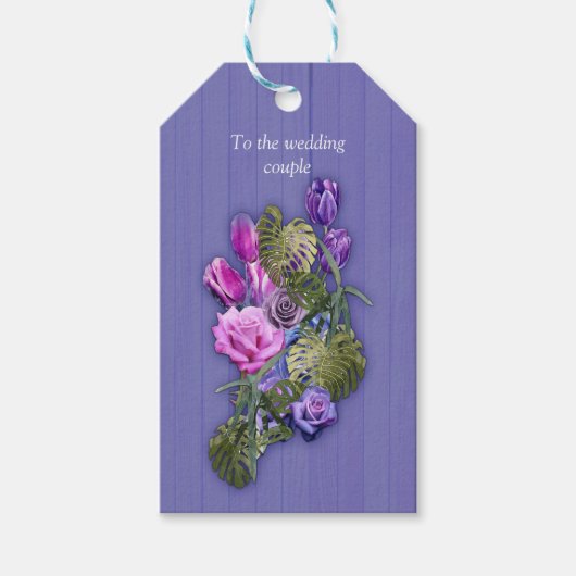 Sehr peri Aquarell, Rose, Tulpen Geschenkanhänger (Vorderseite)